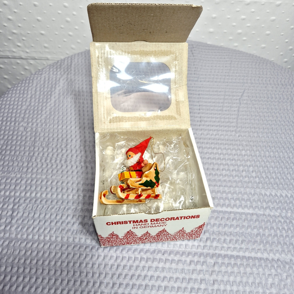Christmas Vintage Steinbach "Santa on Sleigh" Wooden Ornament